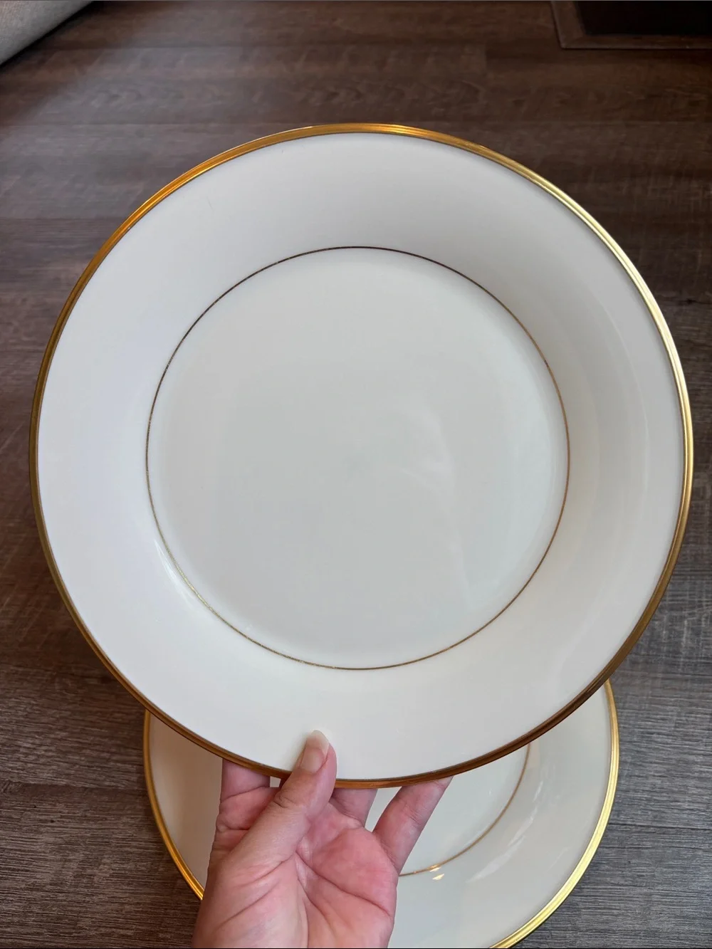 Lenox Eternal Dinner Plate 24k Gold Rim Bone China 10.75” Set of 2 READ